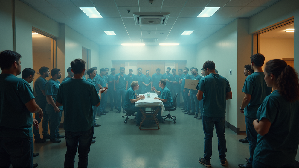 Demonstranter stormer Atrium Health-styret: Krever bolig og fagforeningsrettigheter