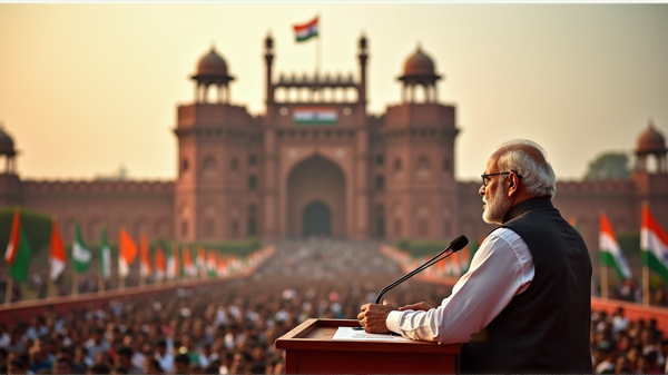 Modi lager bølger med historisk ros for RSS i uavhengighetstaled